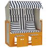 vidaXL Strandkorb mit Kissen Poly Rattan & Massivholz Wei&szlig; & Blau