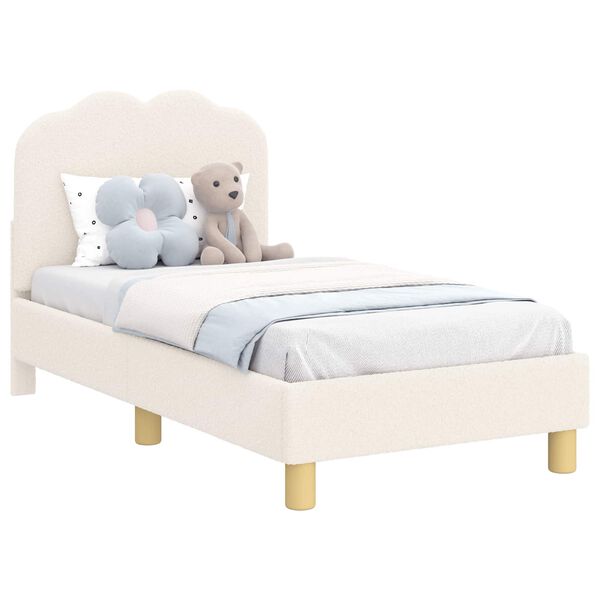 vidaXL Kinderbettgestell mit Kopfteil Creme 70 x 140 cm Schafstoff