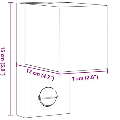 vidaXL Außenwandleuchte mit Sensor Schwarz Aludruckguss