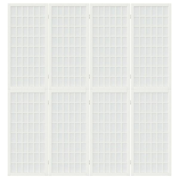 vidaXL 4-tlg. Paravent Japanischer Stil Faltbar 160x170 cm Weiß