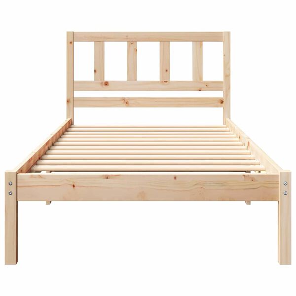 vidaXL Bettrahmen mit Kopfteil Braun 90 x 200 cm Massives Kiefernholz