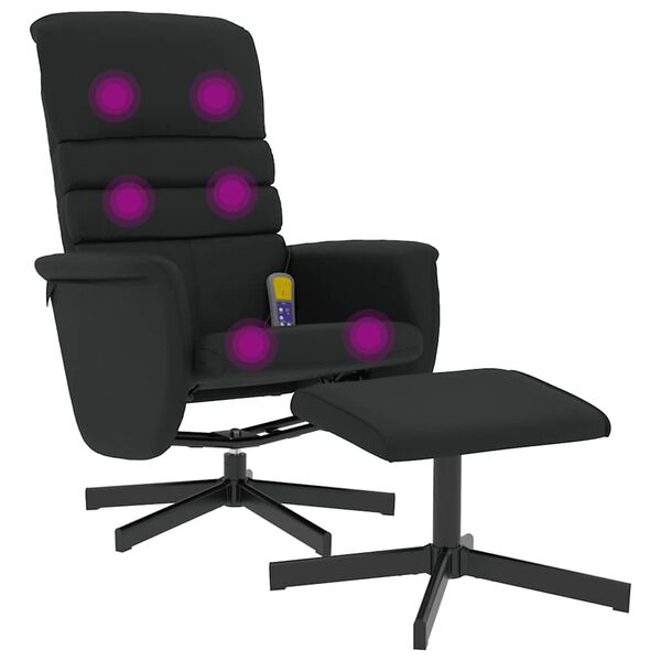 vidaXL Massagesessel mit Fu&szlig;hocker Schwarz Kunstleder