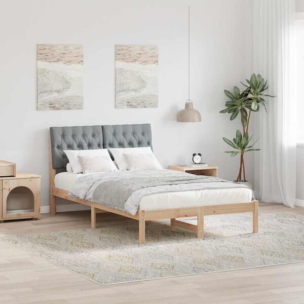 vidaXL Bettrahmen Hellgrau 120 x 200 cm Massives Kiefernholz