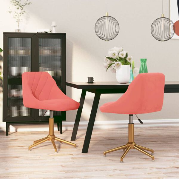 vidaXL Esszimmerst&uuml;hle 2 Stk. Drehbar Rosa Samt