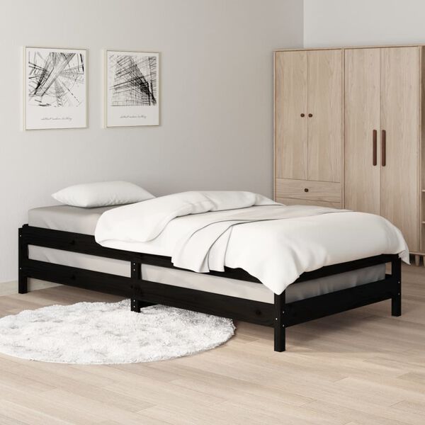vidaXL Stapelbett Schwarz 80x200 cm Massivholz Kiefer