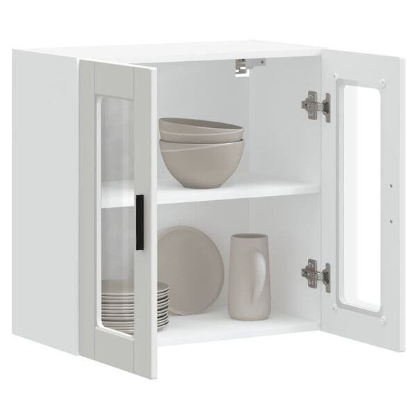 vidaXL Küchen-Hängeschrank mit Glastür Porto Weiß