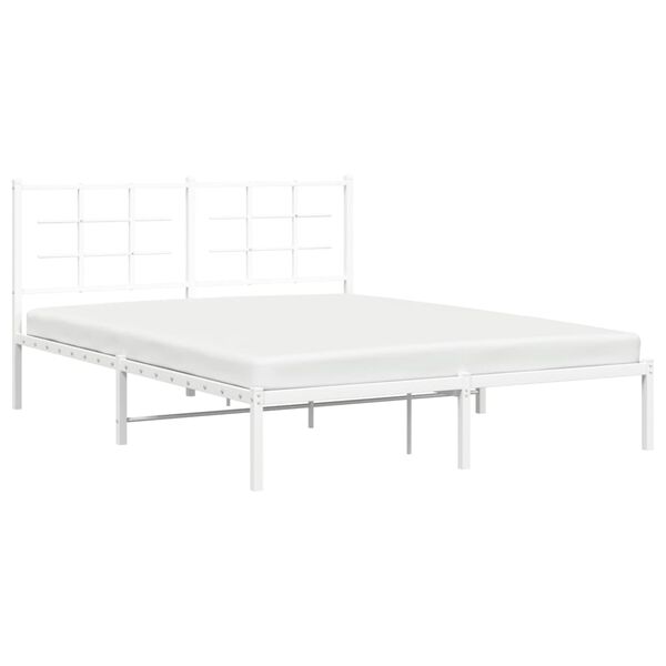 vidaXL Bettgestell mit Kopfteil Metall Wei&szlig; 160x200 cm