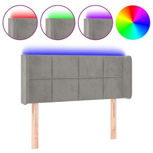 vidaXL LED Kopfteil Hellgrau 83x16x78/88 cm Samt