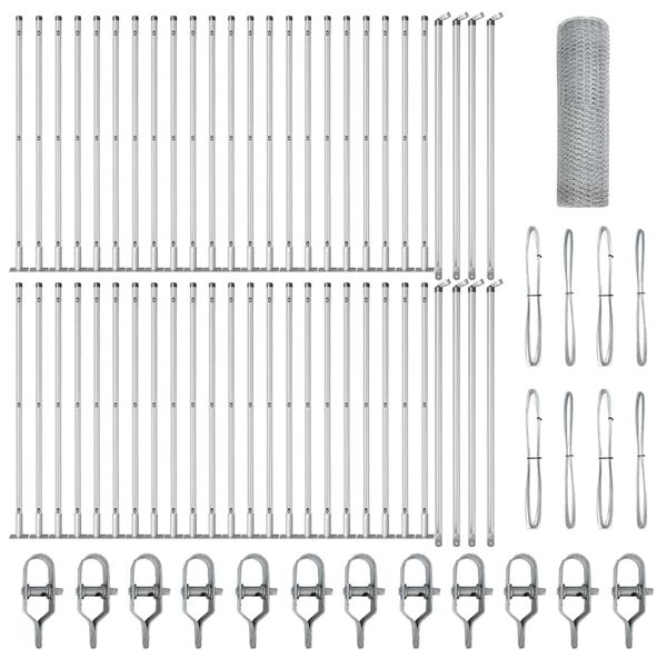 vidaXL Zaun mit Pfosten Silber 0,6 x 100 m PVC-beschichteter Stahl