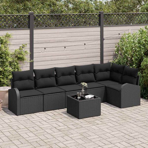vidaXL Gartensofa-set Schwarz Poly-Rattan