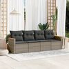 vidaXL 4-tlg. Garten-Sofagarnitur mit Kissen Grau Poly Rattan
