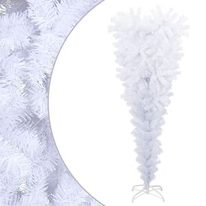 vidaXL K&uuml;nstlicher Weihnachtsbaum, verkehrt herum PVC, steel Wei&szlig;
