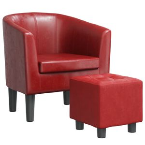 vidaXL Clubsessel mit Fu&szlig;hocker Weinrot Kunstleder
