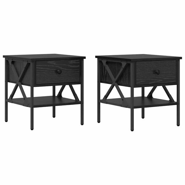 vidaXL Nachttisch 2 pcs Schwarz Eichen-Optik 40 x 42 x 45 cm