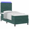 vidaXL LED Boxspringbett mit Matratze Dunkelgr&uuml;n 100 x 200 cm Stoff