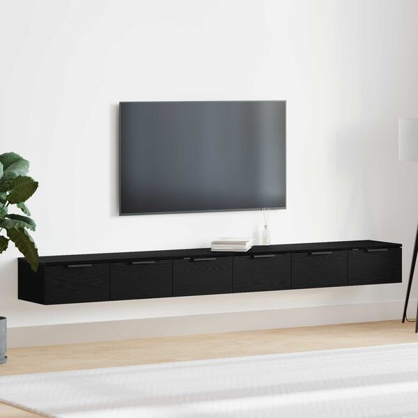 vidaXL Wandmontierter Schrank Wandmontiert 2 pcs Schwarz Eichen-Optik