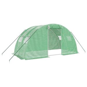 vidaXL Gew&auml;chshaus mit Stahlrahmen Gr&uuml;n 8 m&sup2; 4x2x2 m