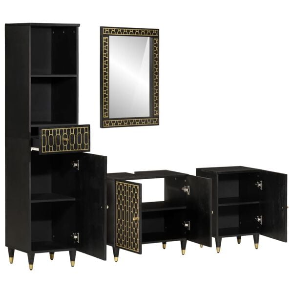 vidaXL 4-tlg. Badmöbel-Set Massivholz Mango