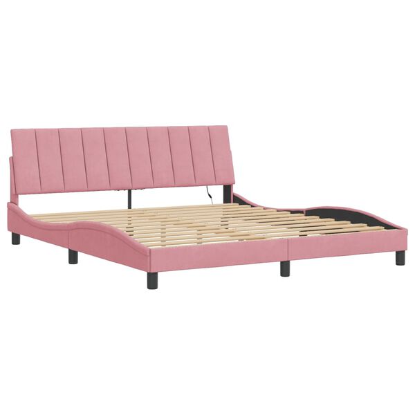 vidaXL Bettgestell mit LED ohne Matratze "Hanko" Rosa 180x200 cm Samt