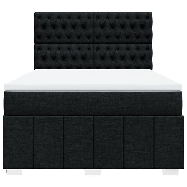 vidaXL Boxspringbett mit Matratze Schwarz 140x190 cm Stoff