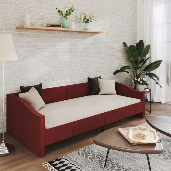 vidaXL Tagesbett USB Weinrot Stoff 90x200 cm