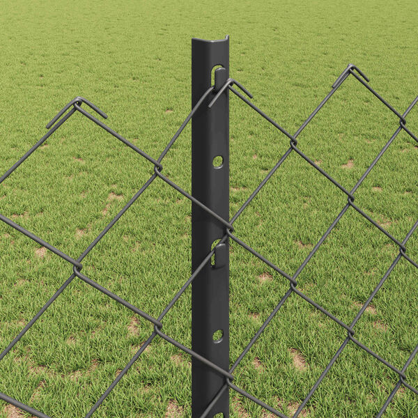 vidaXL Zaun mit Pfosten Grau 1,2 x 25 m Stahl und PVC