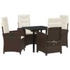 vidaXL Garten Essgruppe mit Kissen 5 pcs Braun Poly-Rattan