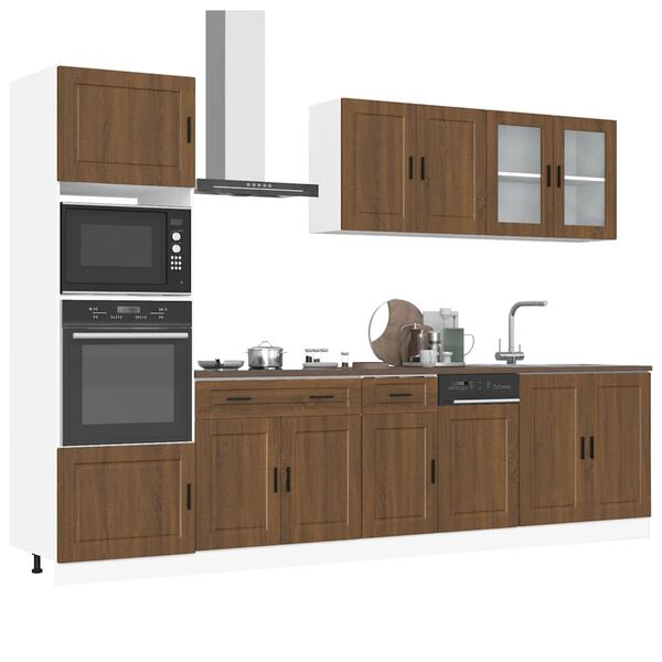 vidaXL 7-tlg. K&uuml;chenschrank-Set Porto Braun Eichen-Optik Holzwerkstoff
