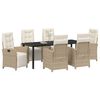 vidaXL Garten Essgruppe mit Kissen 7 pcs Beige Poly-Rattan