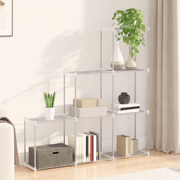 vidaXL Rohregal mit Speicher Wei&szlig; 129 x 27 x 132 cm Aluminium