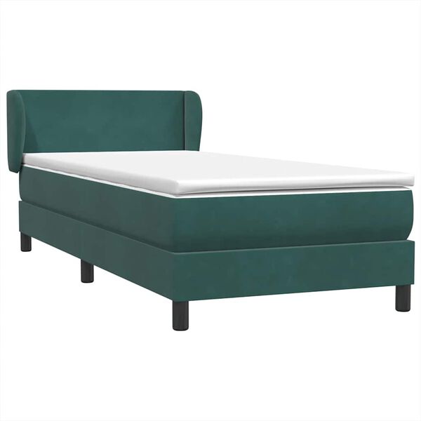 vidaXL Boxspringbett mit Matratze Dunkelgr&uuml;n 80x210 cm Samt