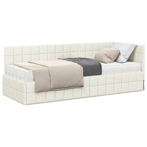 vidaXL Eckbettgestell mit Matratze 2 stk. Creme 80 x 200 cm Samt