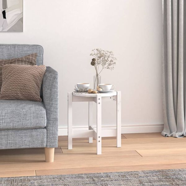 vidaXL Couchtisch Wei&szlig; &Oslash; 42,5x45 cm Massivholz Kiefer