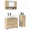 vidaXL Badezimmerm&ouml;bel-Set 3 pcs Sonoma-Eiche Sperrholz und Metall