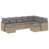 vidaXL 9-tlg. Garten-Sofagarnitur mit Kissen Beige Poly Rattan