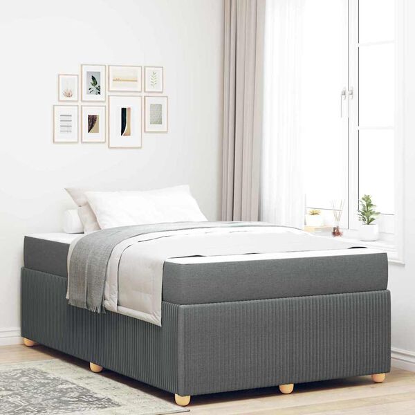 vidaXL Bettrahmen mit Matratze Dunkelgrau 120 x 190 cm Stoff