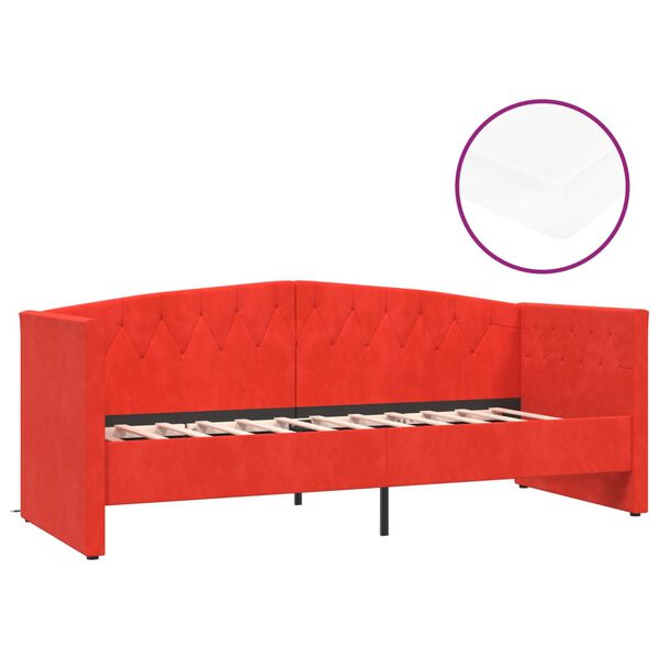 vidaXL Tagesbett mit Matratze USB Weinrot Samt 90x200 cm