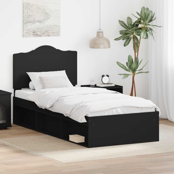 vidaXL Bettrahmen Schwarz 75 x 190 cm Massives Kiefernholz
