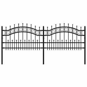 vidaXL Gartenzaun KAMPEN mit Speerspitze Schwarz 240 x 75 cm Stahl