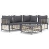 vidaXL 5-tlg. Garten-Lounge-Set mit Kissen Anthrazit Poly Rattan