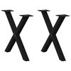 vidaXL Couchtischbeine X-Form 2 Stk. Schwarz 50x(42-43) cm Stahl