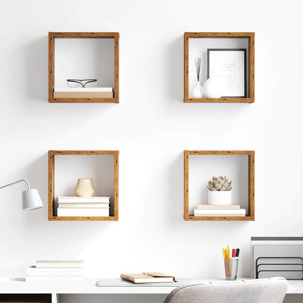 vidaXL Wandregale 4 pcs Altholz 26 x 15 x 26 cm Holzwerkstoff