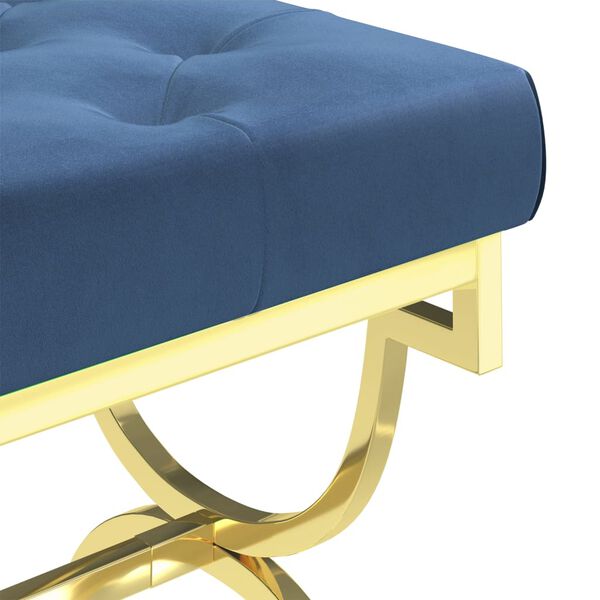 vidaXL Bank 99 cm Blau Samt und Edelstahl