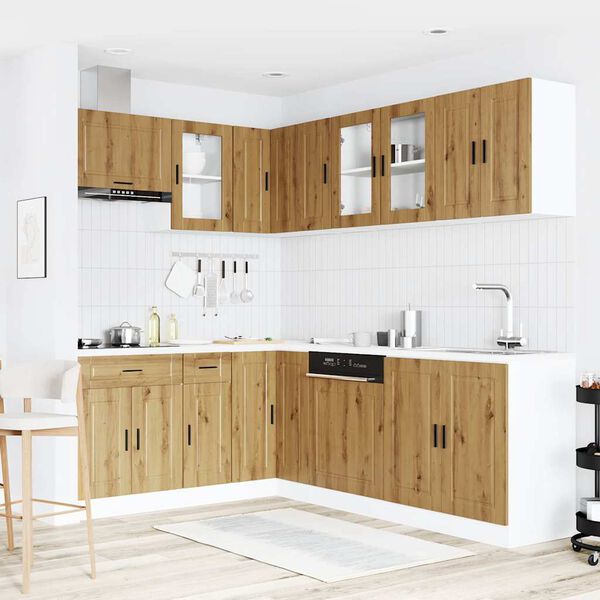 vidaXL 11-tlg. K&uuml;chenschrank-Set Porto Artisan-Eiche Holzwerkstoff
