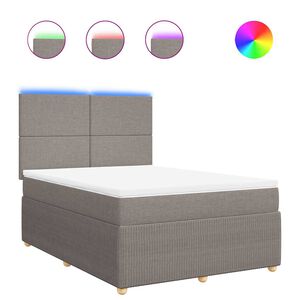 vidaXL Boxspringbett mit Matratze Taupe 160x200 cm Stoff