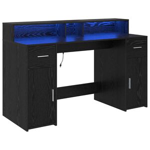 vidaXL Schreibtisch mit Speicher Schwarz Eichen-Optik 140 x 55 x 91 cm
