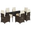 vidaXL 7-tlg. Garten-Essgruppe mit Kissen Braun Poly Rattan