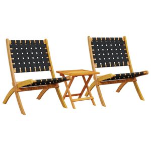 vidaXL Klappst&uuml;hle, 2 St&uuml;ck mit Tisch, schwarzes Massivholz