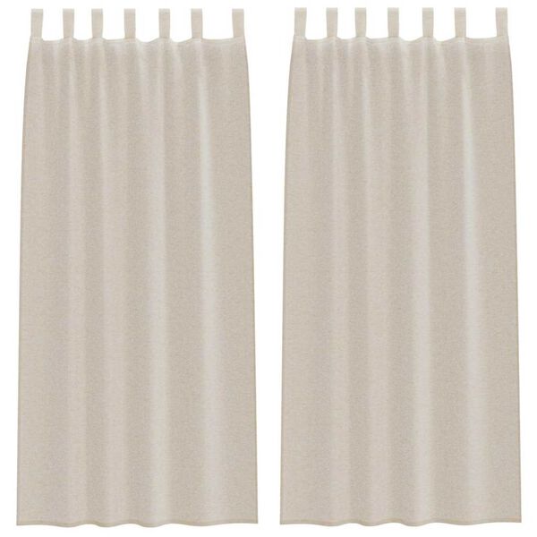 vidaXL Voile-Vorhang mit Vorh&auml;ngen 2 pcs Sand 245 x 140 cm Polyester