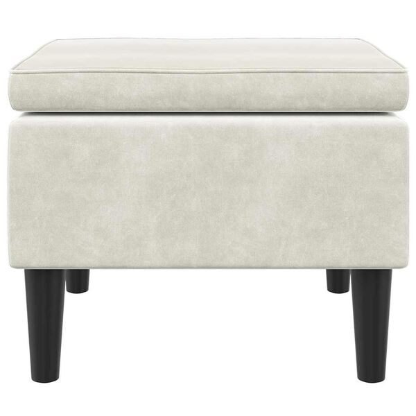 vidaXL Hocker mit Holzbeinen Cremefarbener Samt